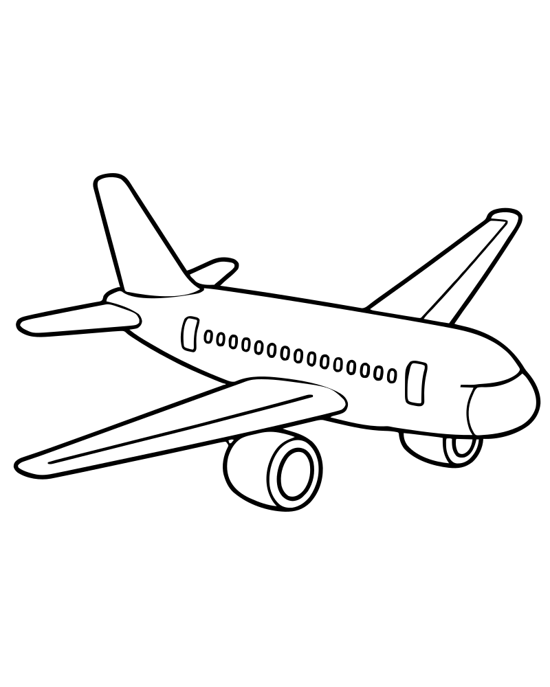Airliner — printable Airplane coloring sheet for preschoolers