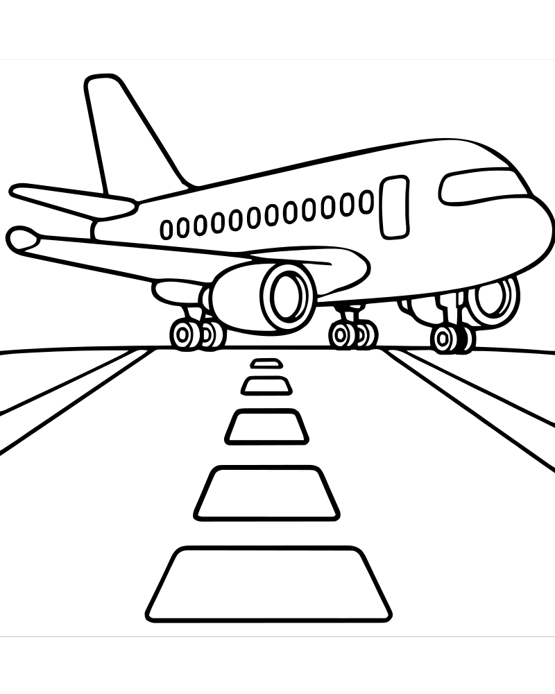 Airplane and Runway — Airplane coloring page to print for children