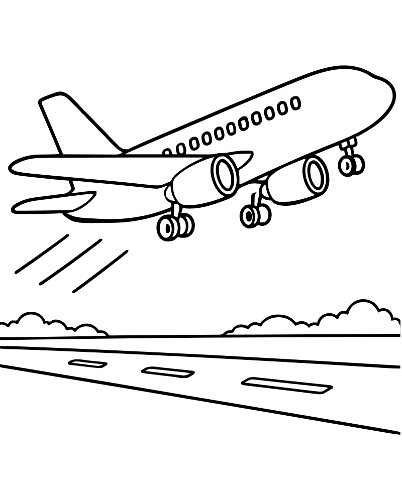 Airplane Taking Off — free printable Airplane coloring page for kids