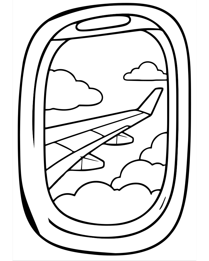 Airplane Window View picture to color — Airplane coloring page for kids