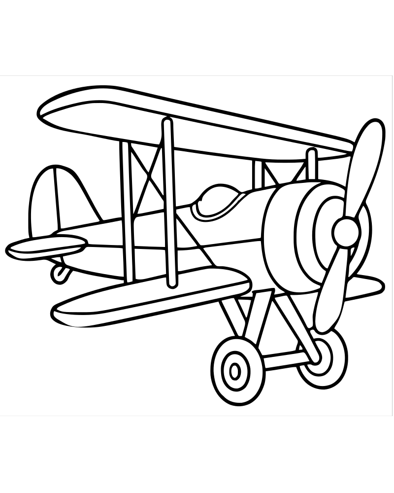 Biplane picture to color — Airplane coloring page for kids
