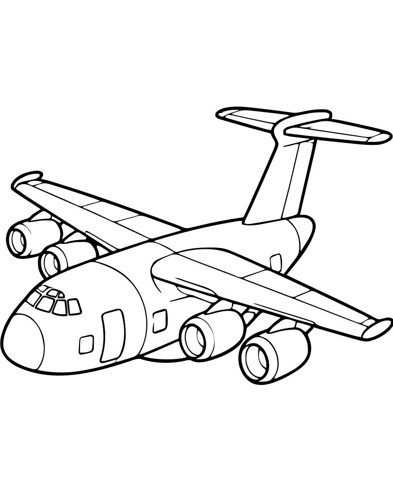 Cargo Plane — Airplane coloring page to print for children