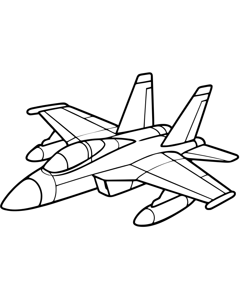 Fighter Jet picture to color — Airplane coloring page for kids