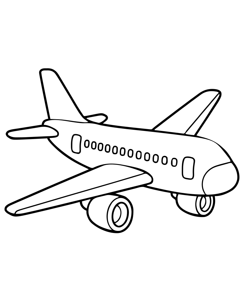 Passenger Airplane — free printable Airplane coloring page for kids
