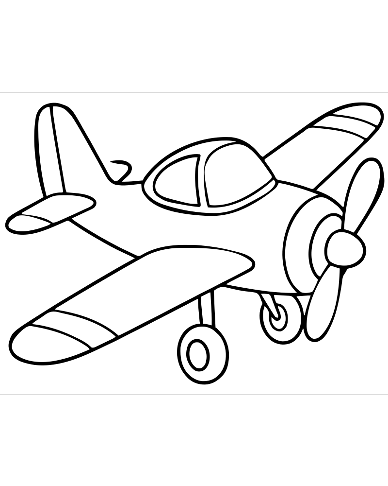 Printable propeller plane line art — Airplane coloring page