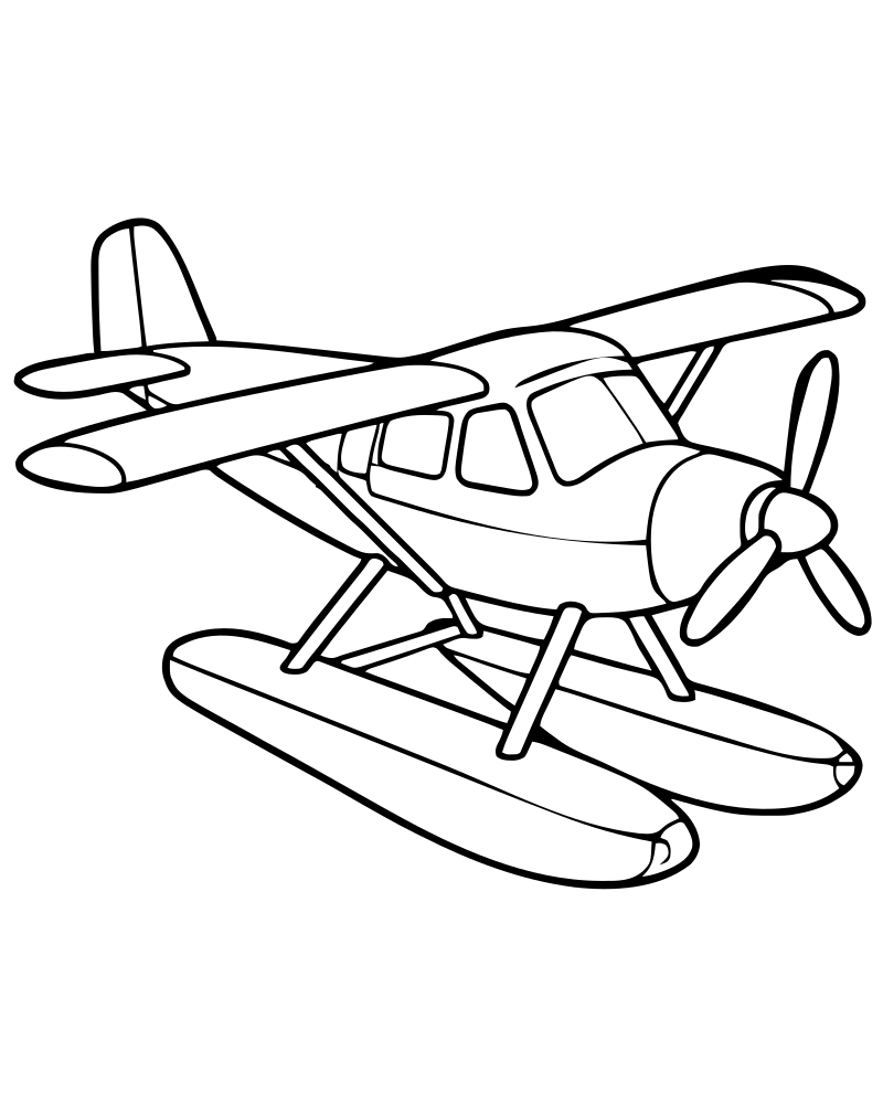 Seaplane — Airplane coloring page to print for children