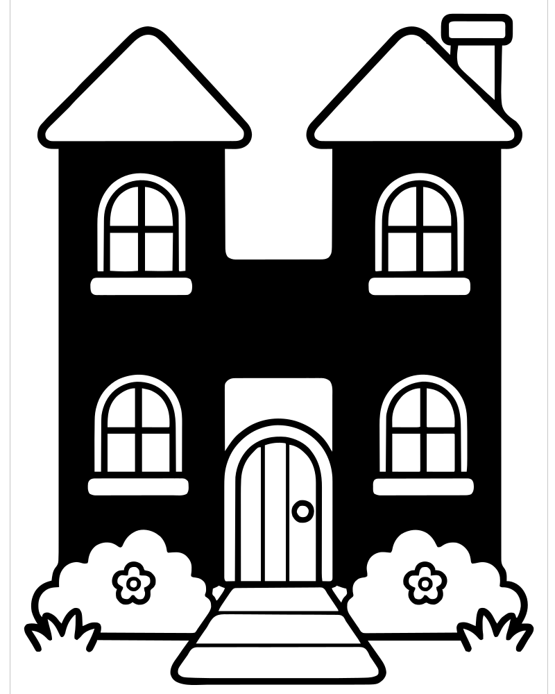 Letter H House picture to color — Alphabet coloring page for kids
