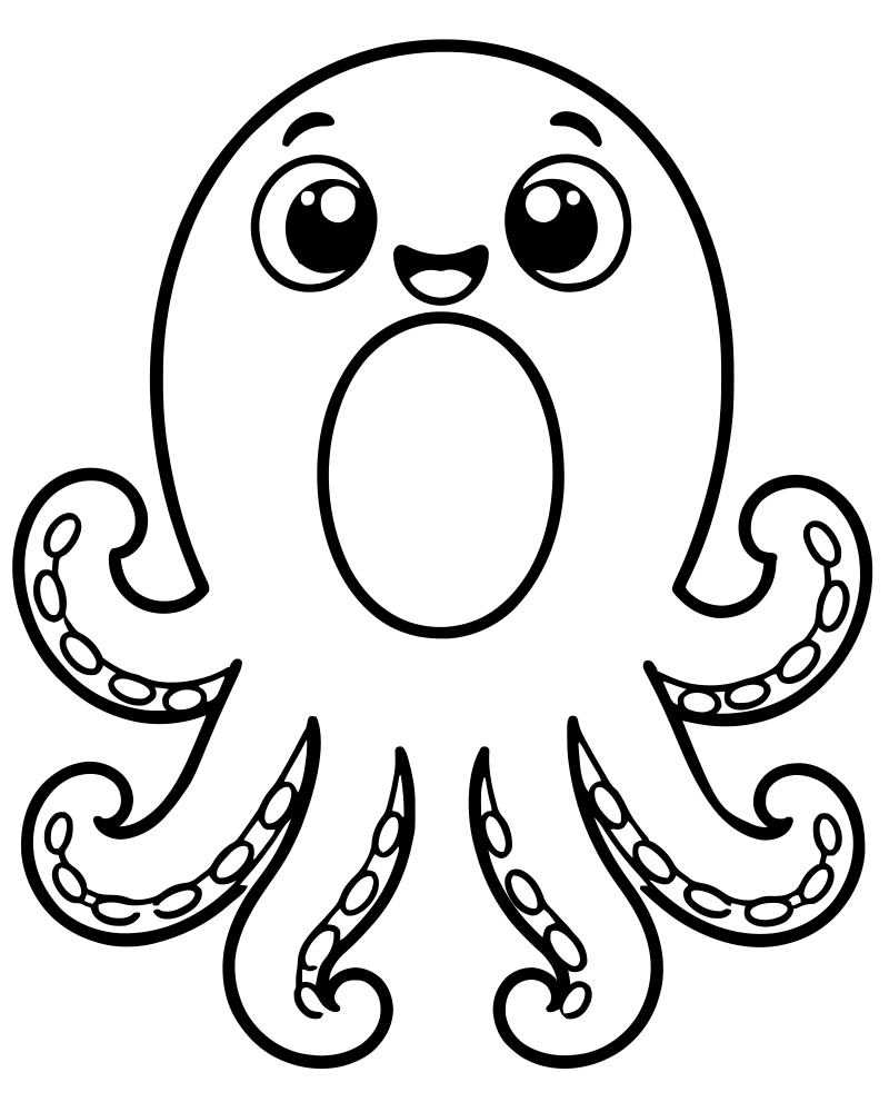 Printable letter o octopus line art — Alphabet coloring page