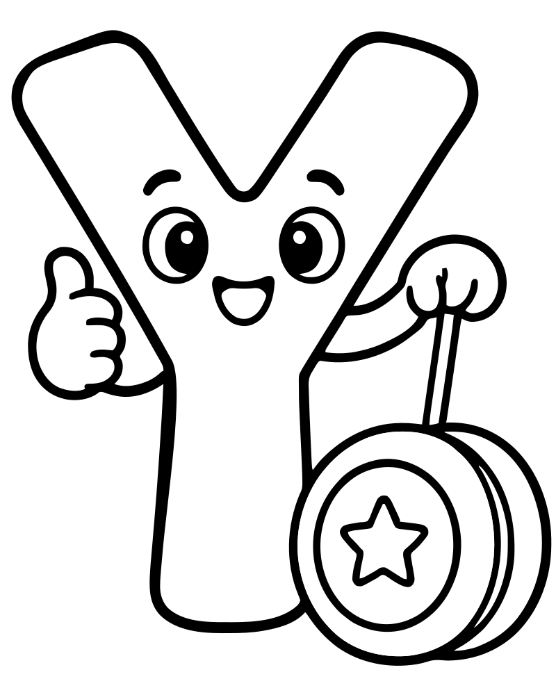 Printable letter y yo-yo line art — Alphabet coloring page