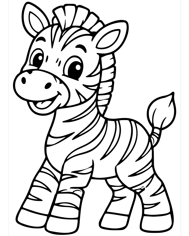 Letter Z Zebra — free printable Alphabet coloring page for kids