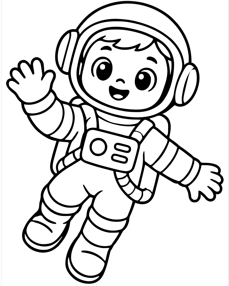 Astronaut Floating picture to color — Astronaut coloring page for kids