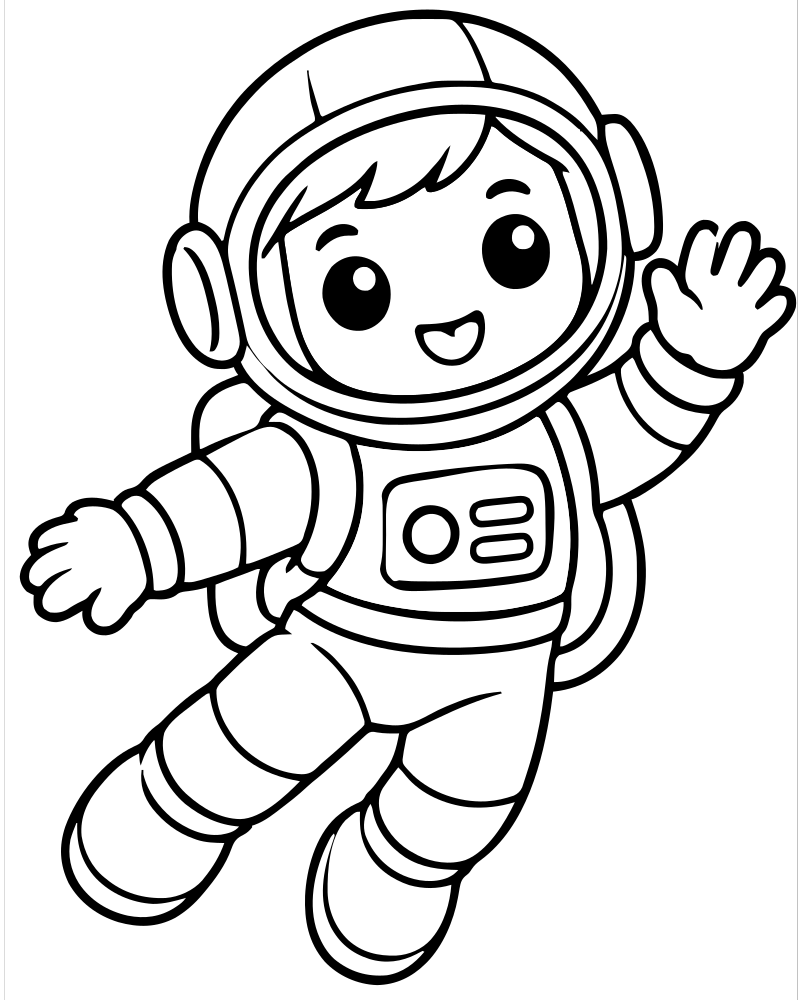 Astronaut Spacewalk — Astronaut coloring page to print for children