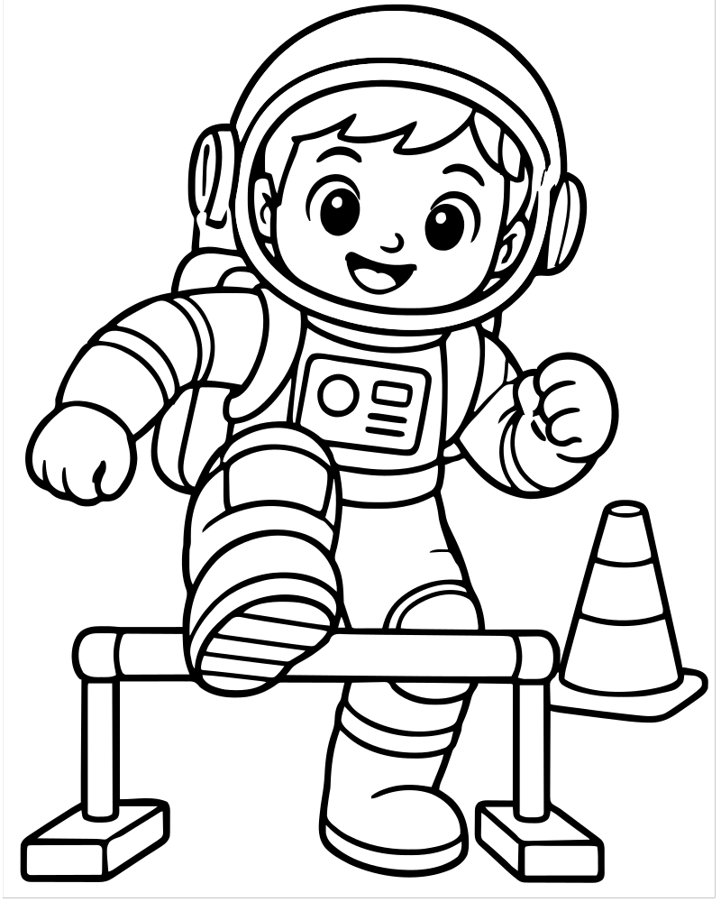 Printable astronaut training line art — Astronaut coloring page