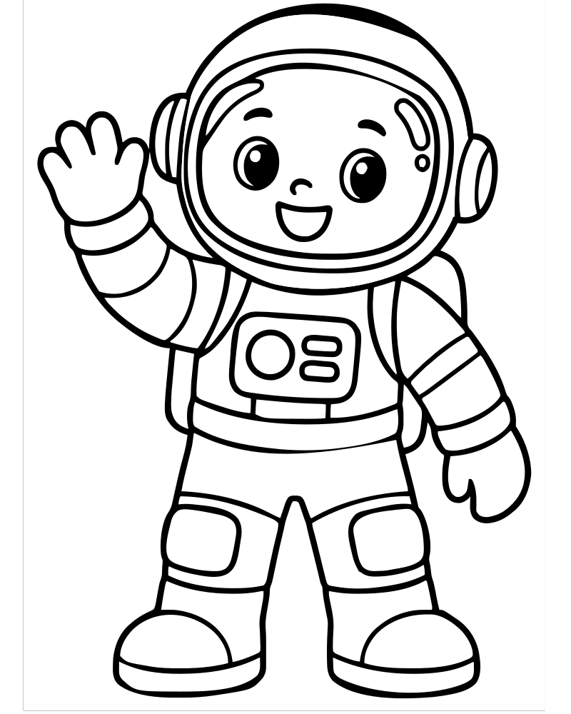 Astronaut Waving — free printable Astronaut coloring page for kids