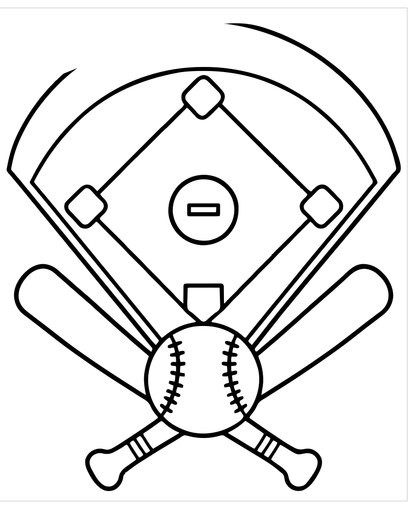 Baseball Diamond picture to color — Baseball coloring page for kids