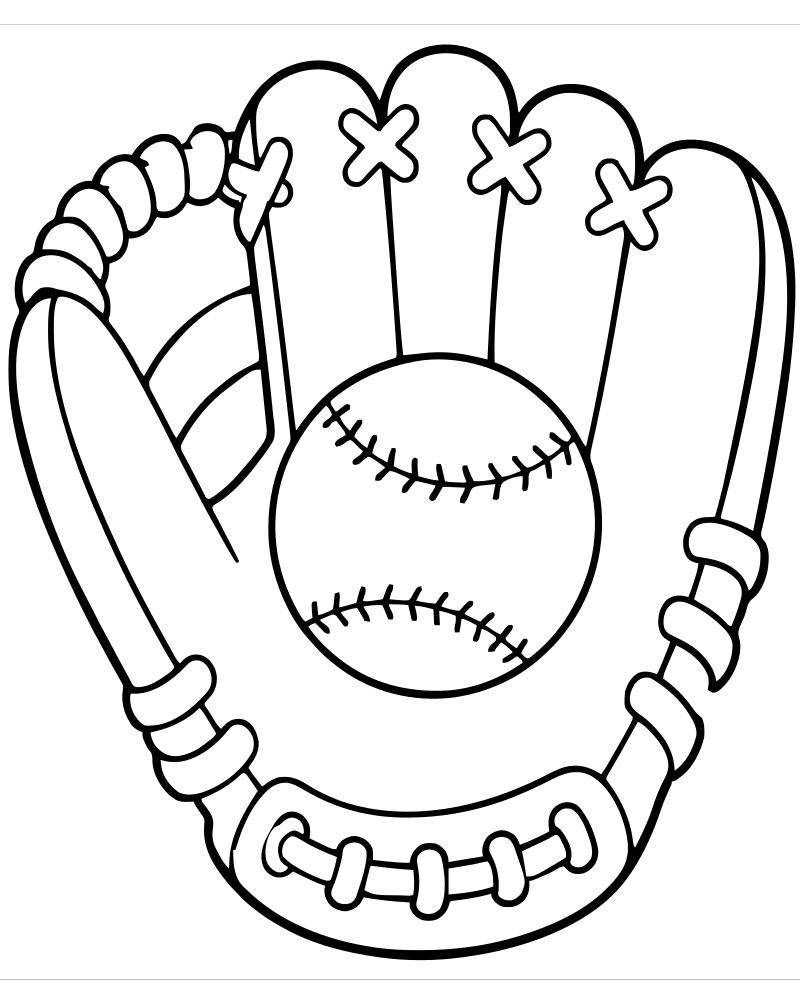 Baseball Glove — printable Baseball coloring sheet for preschoolers