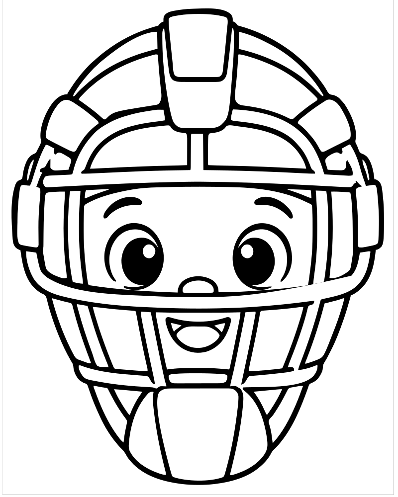Catcher Mask — free printable Baseball coloring page for kids