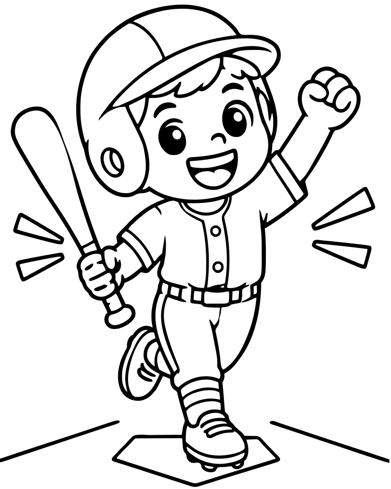 Home Run picture to color — Baseball coloring page for kids