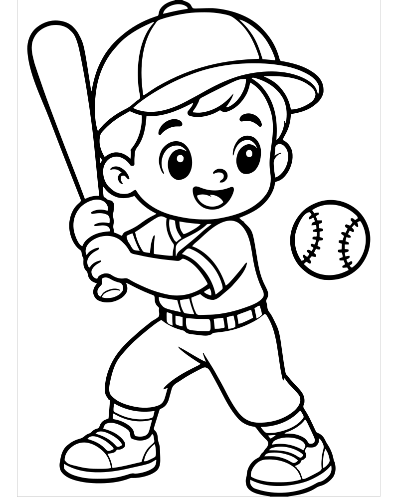 Simple Baseball for Toddlers — Baseball coloring page to print for children