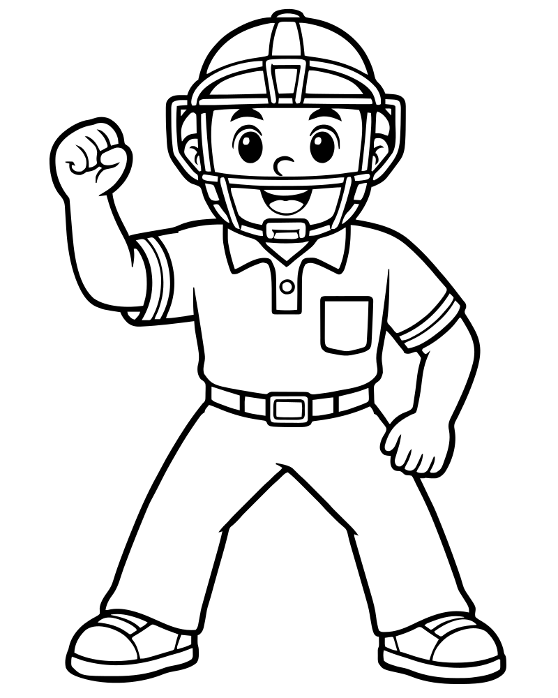 Umpire — free printable Baseball coloring page for kids
