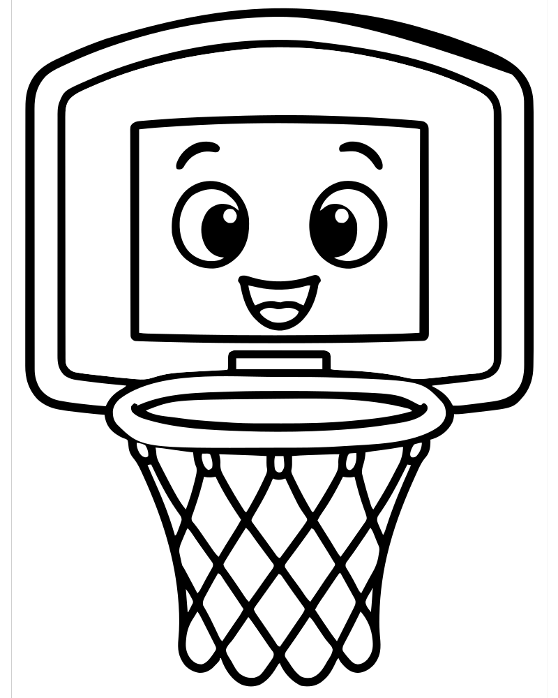 Backboard and Net — Basketball coloring page to print for children