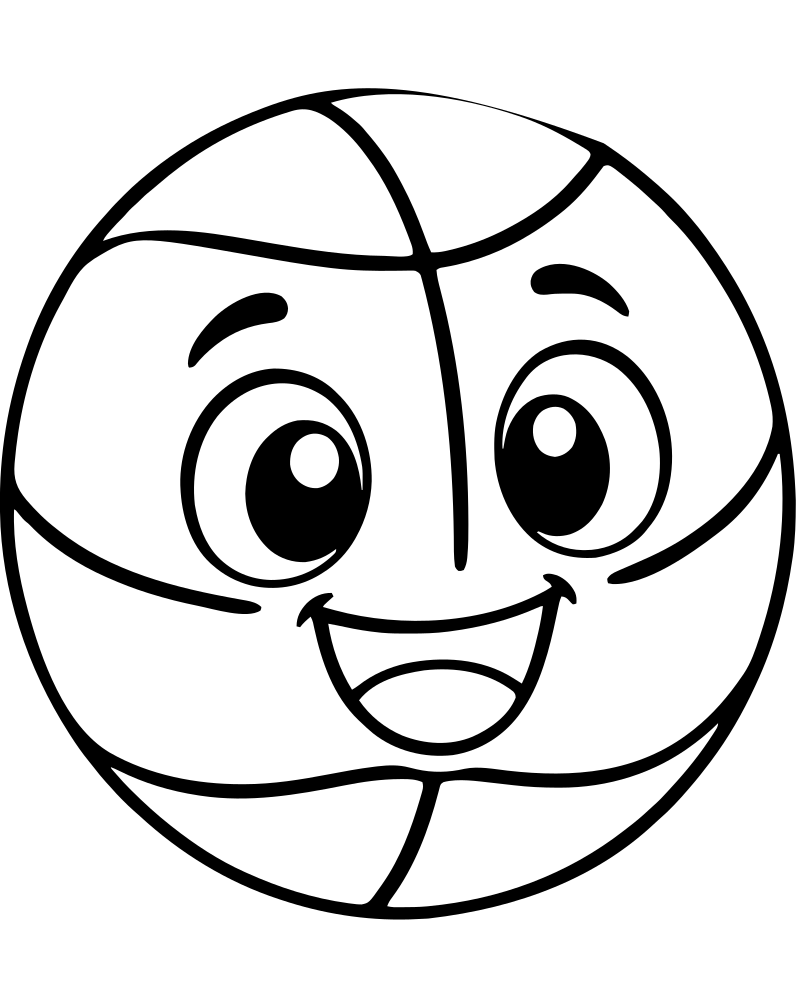Printable basketball close-up line art — Basketball coloring page