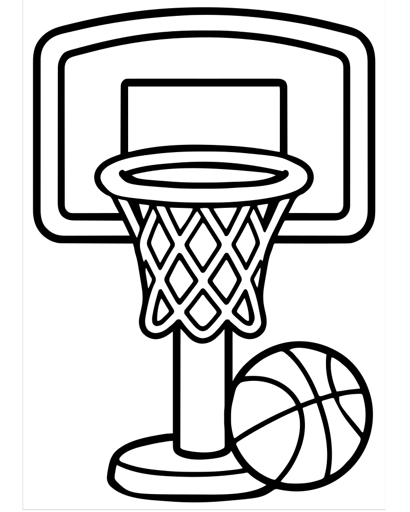 Basketball Hoop — printable Basketball coloring sheet for preschoolers