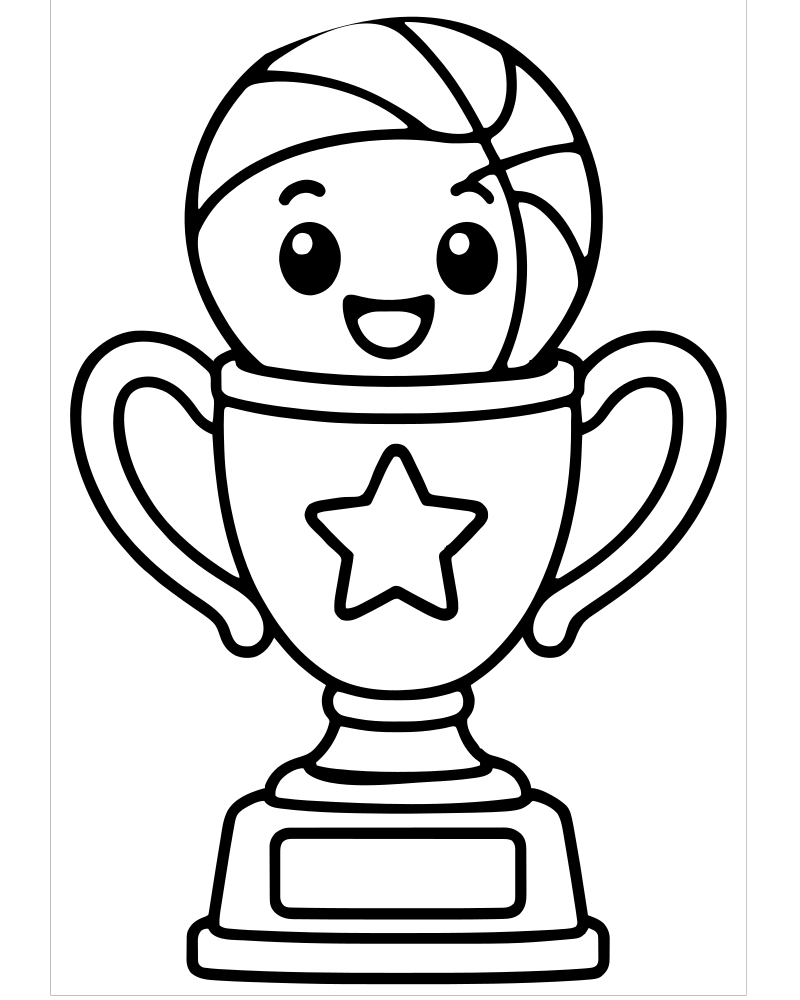 Basketball Trophy — free printable Basketball coloring page for kids