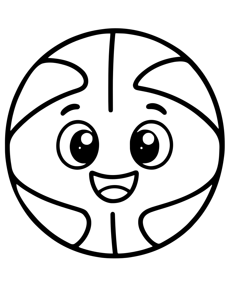 Simple Basketball for Toddlers — Basketball coloring page to print for children