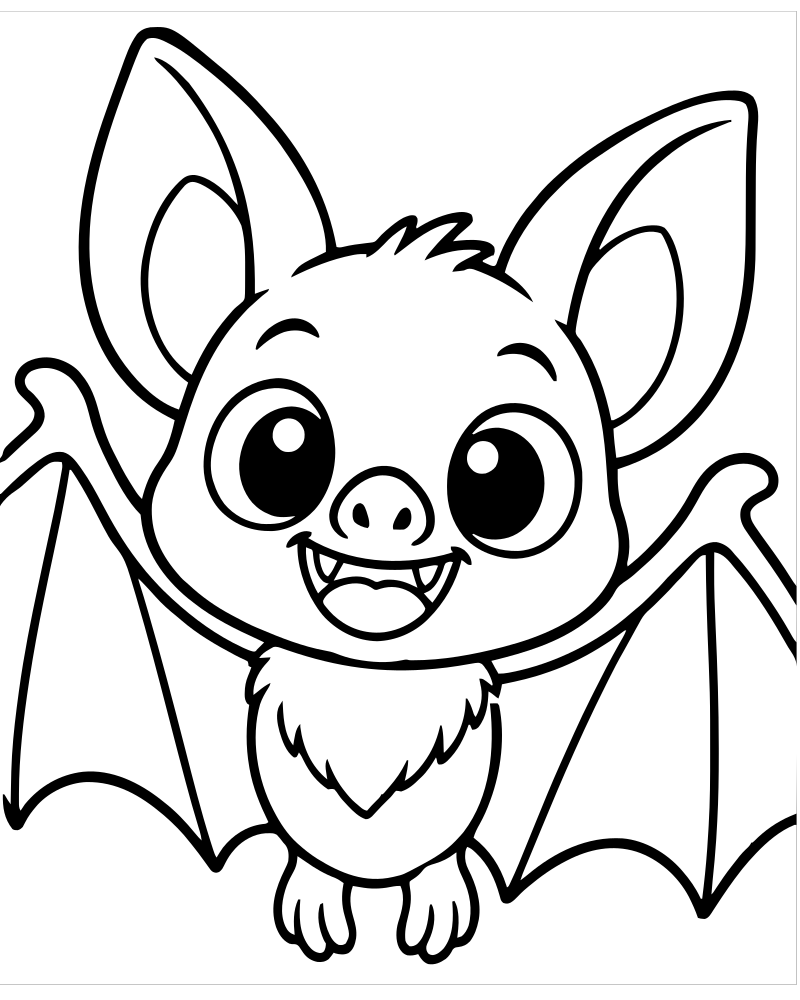 Bat Close-Up picture to color — Bat coloring page for kids