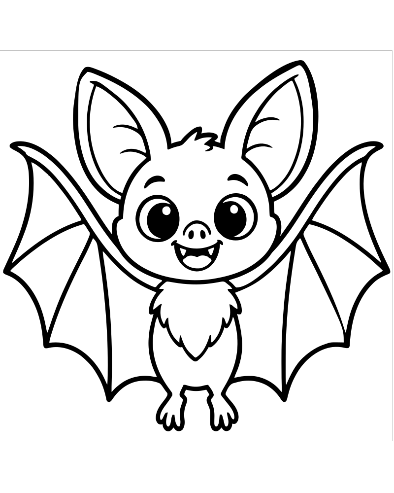 Bat with Open Wings — printable Bat coloring sheet for preschoolers