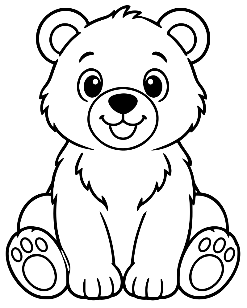 Printable brown bear portrait line art — Bear coloring page