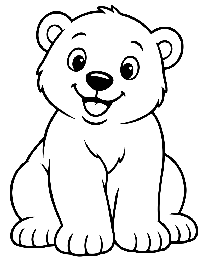 Polar Bear picture to color — Bear coloring page for kids