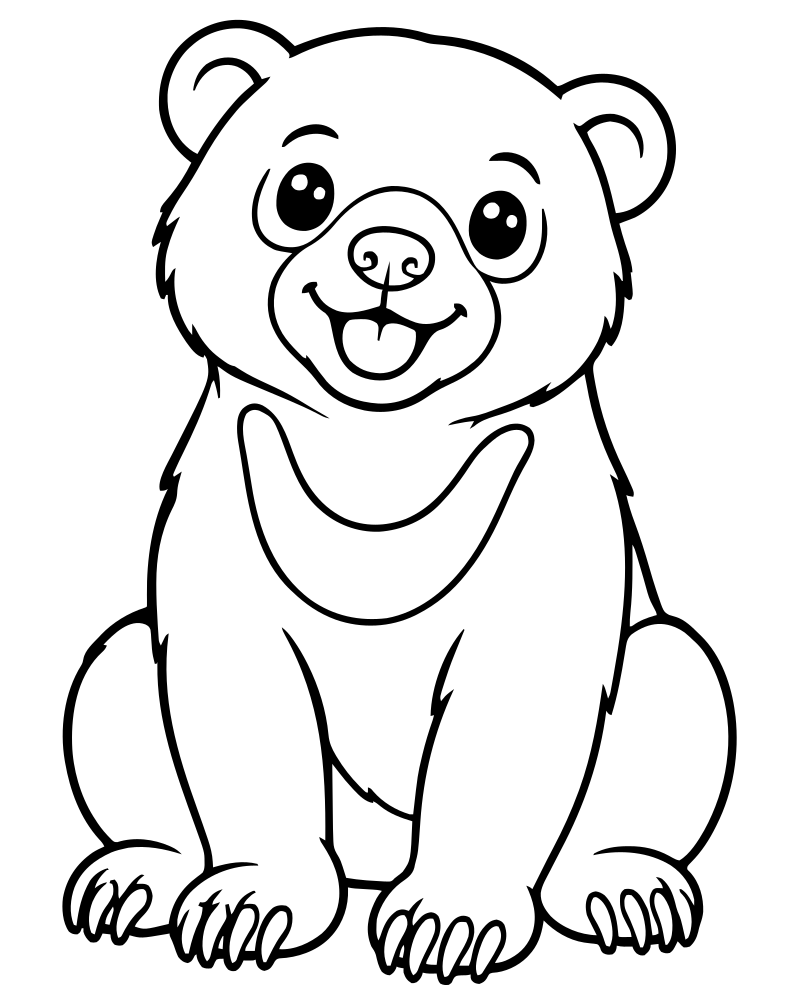 Printable sun bear line art — Bear coloring page