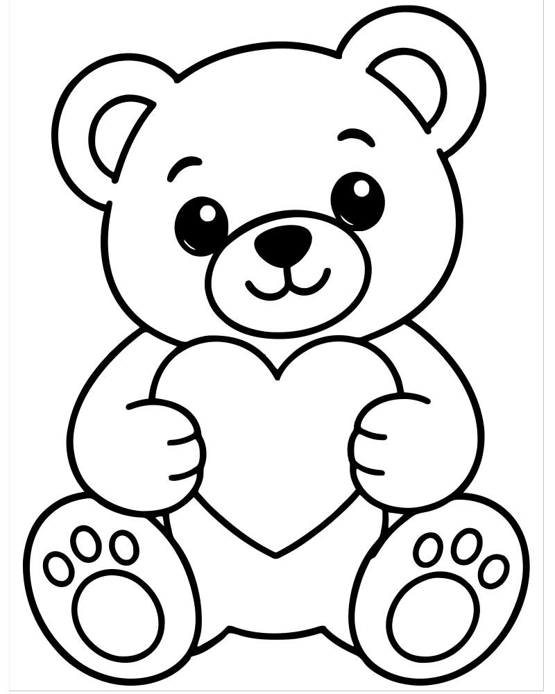 Teddy Bear Friend — free printable Bear coloring page for kids
