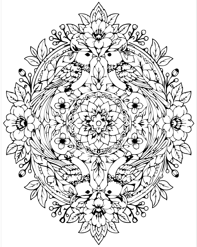 Bird Mandala — free printable Bird coloring page for kids