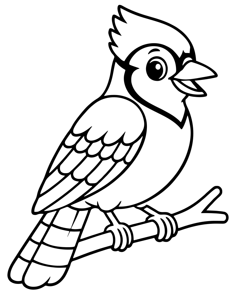 Blue Jay — Bird coloring page to print for children