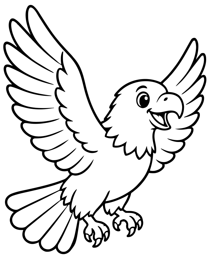 Eagle Soaring — Bird coloring page to print for children