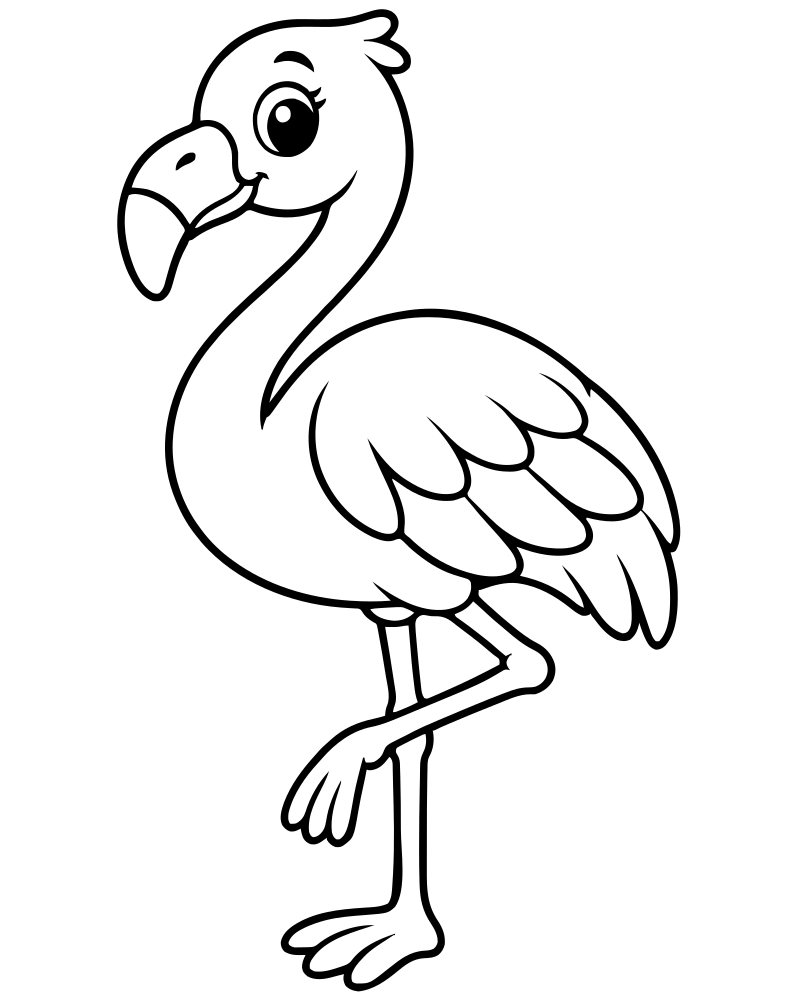 Flamingo — free printable Bird coloring page for kids