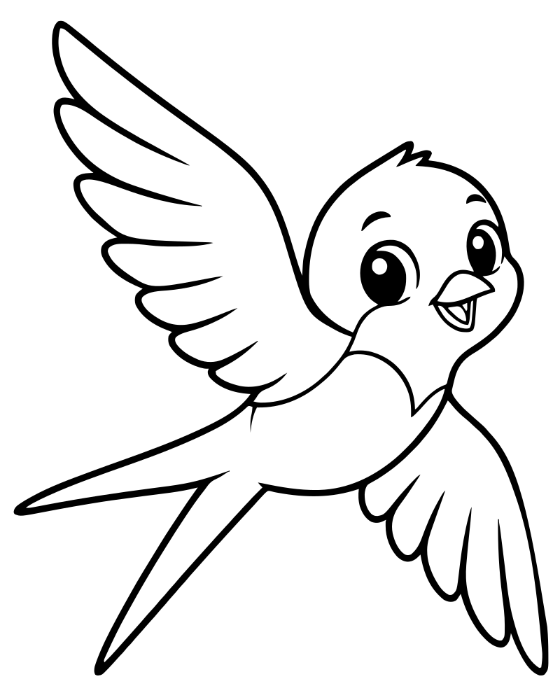 Flying Swallow picture to color — Bird coloring page for kids