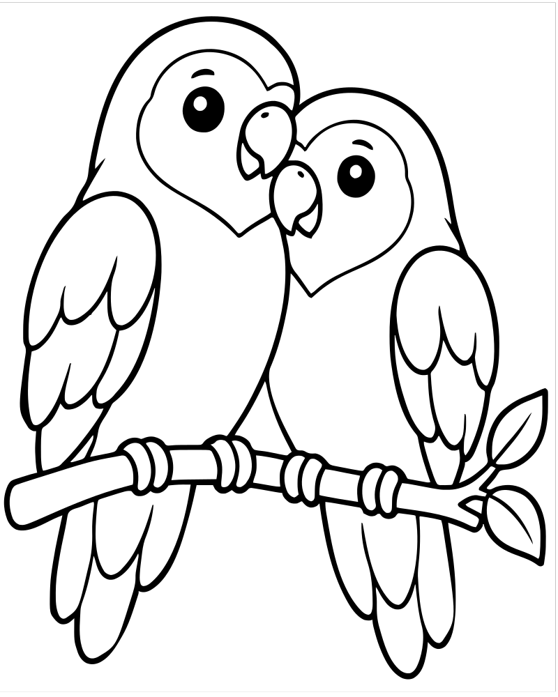 Lovebirds — free printable Bird coloring page for kids