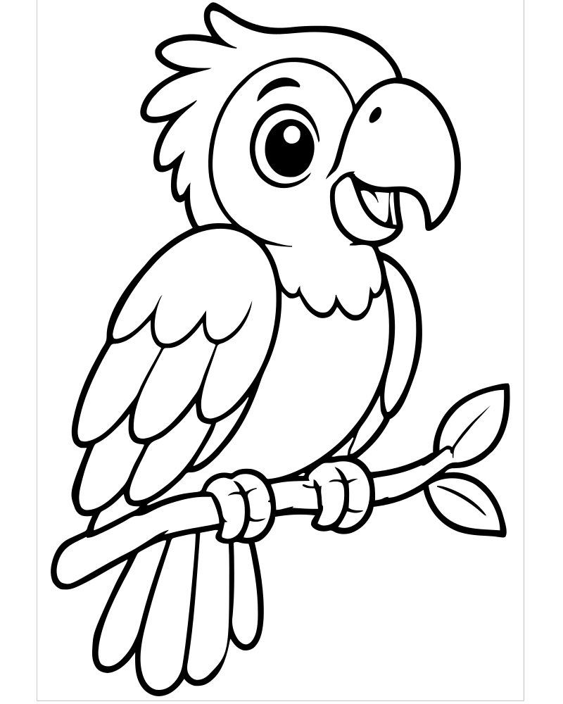 Parrot Portrait — printable Bird coloring sheet for preschoolers