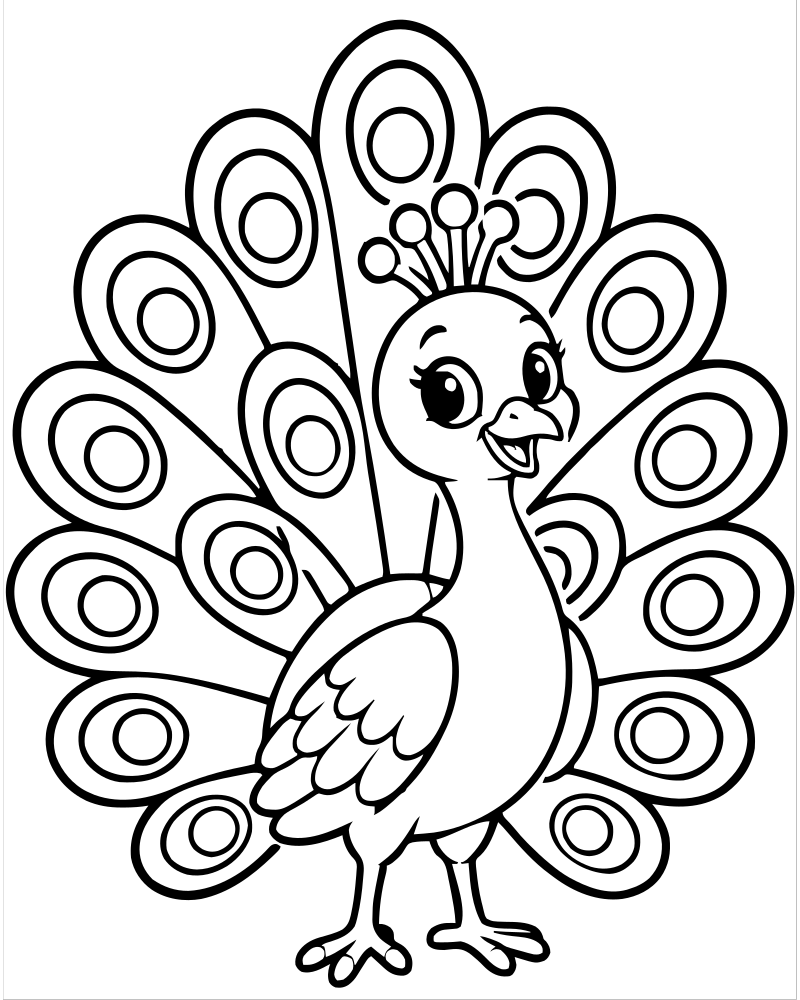 Peacock Tail — printable Bird coloring sheet for preschoolers