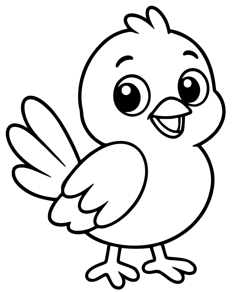 Printable simple bird for toddlers line art — Bird coloring page