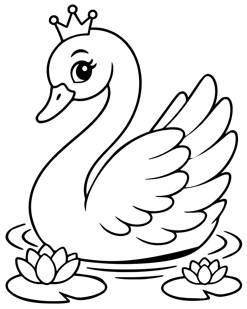 Swan Lake picture to color — Bird coloring page for kids
