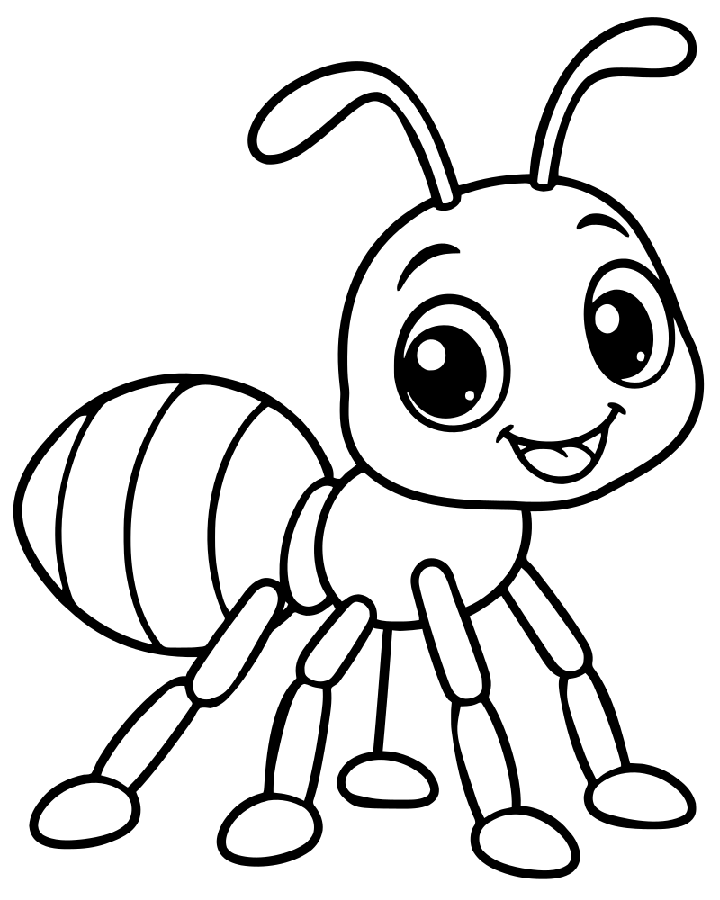 Ant — printable Bug coloring sheet for preschoolers