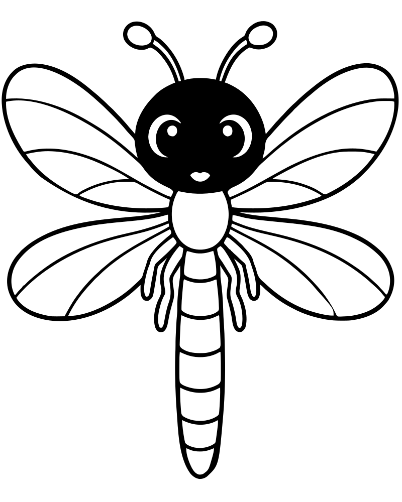 Dragonfly picture to color — Bug coloring page for kids