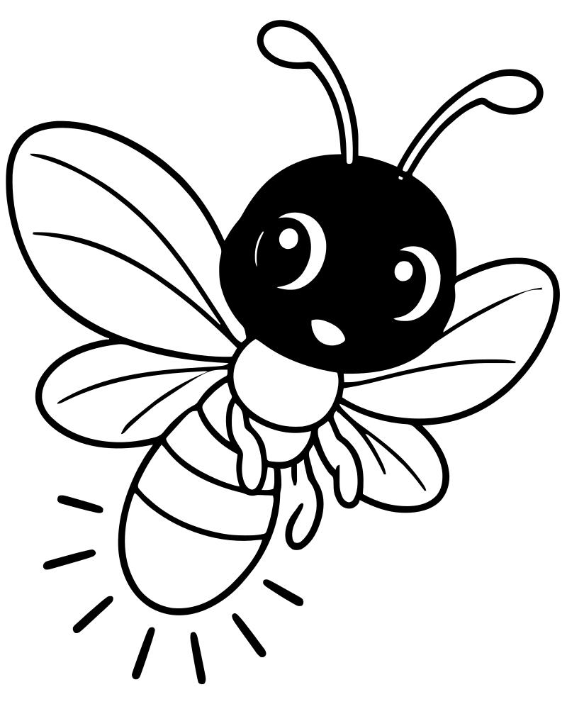 Firefly at Night picture to color — Bug coloring page for kids