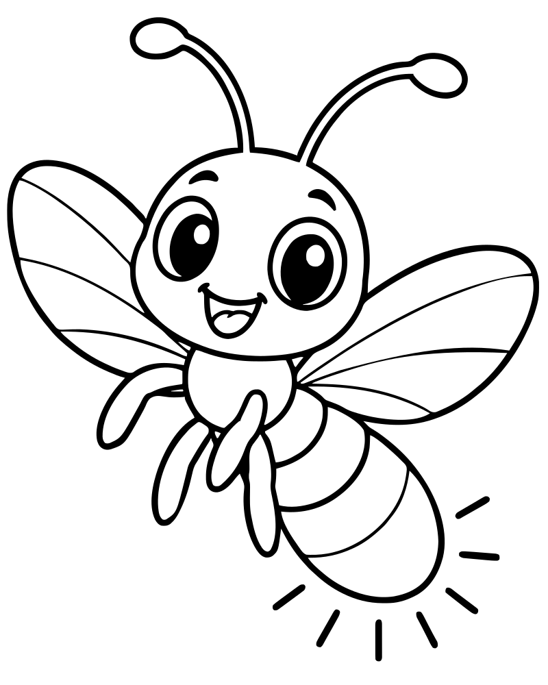 Firefly — Bug coloring page to print for children