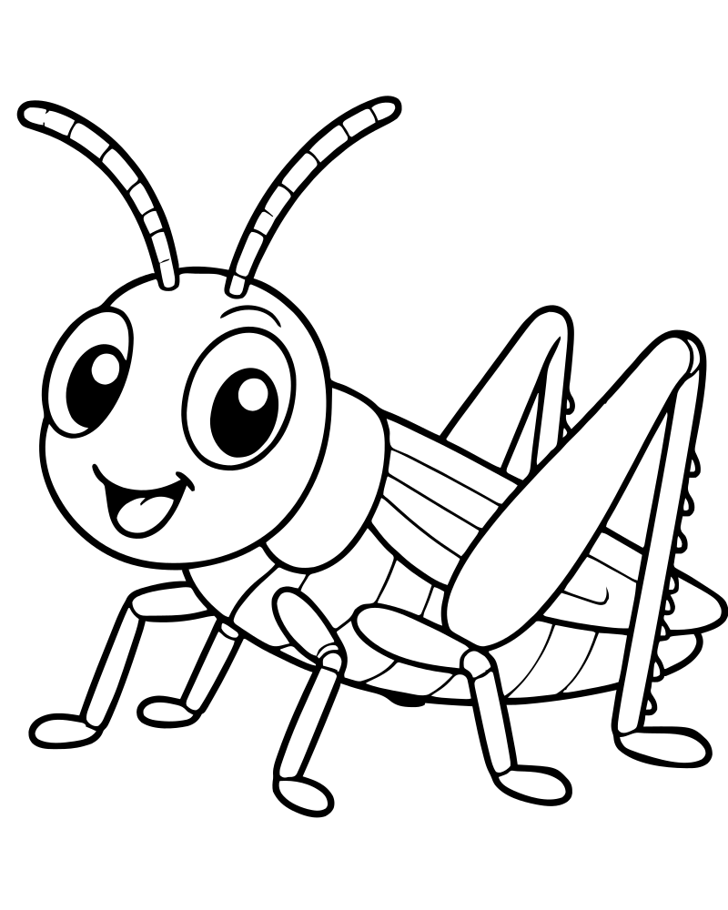Printable grasshopper line art — Bug coloring page